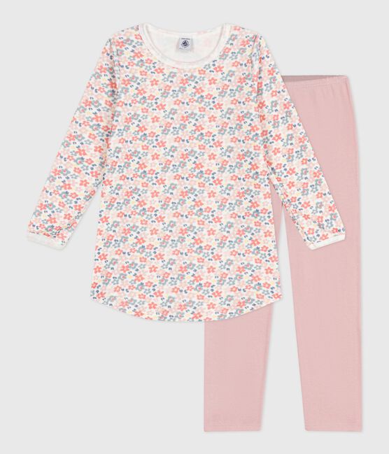 Children's floral print fleece nightdress and leggings JOLI pink/MULTICO white