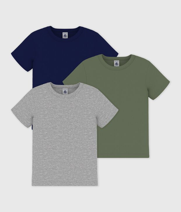 Pack of children's short-sleeved plain cotton T-shirts multicolor