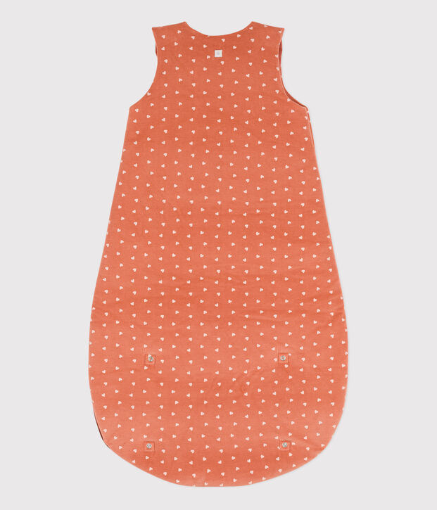 BABIES' HEART PATTERNED VELOUR TOG 2-RATED SLEEPING BAG pink/ecru