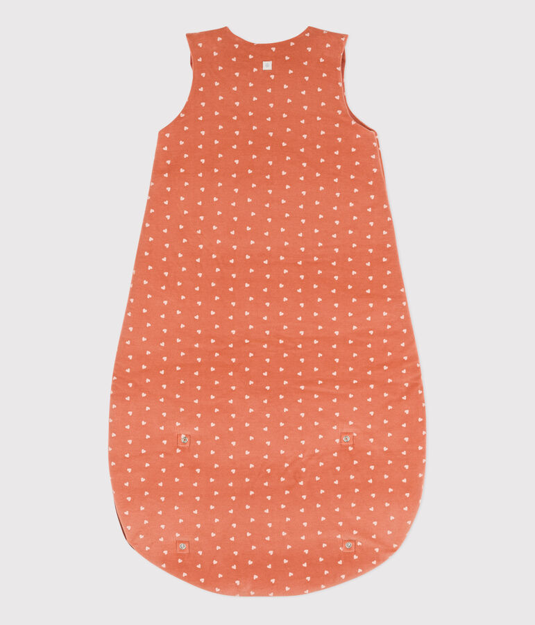 BABIES' HEART PATTERNED VELOUR TOG 2-RATED SLEEPING BAG pink/ecru