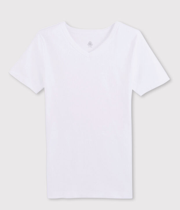 Men's short-sleeved V-neck T-shirt white