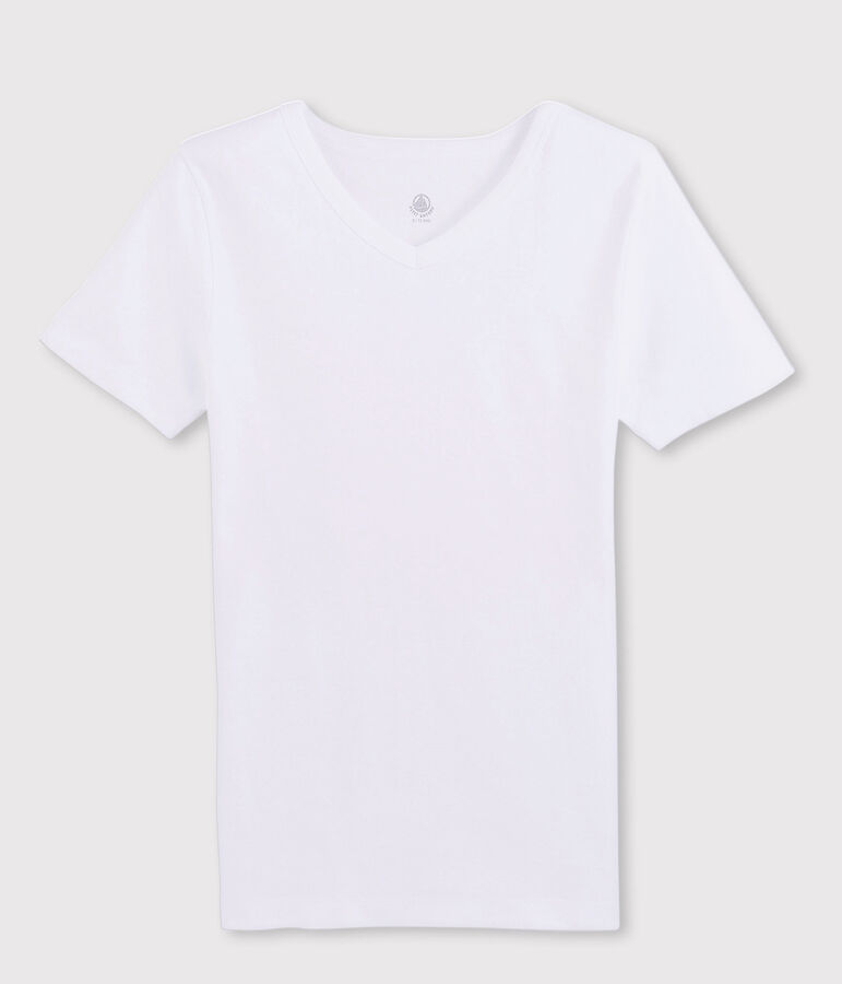 Men's short-sleeved V-neck T-shirt ECUME white