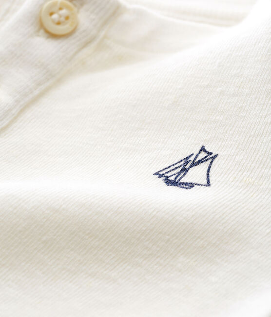 Baby boys' cotton/linen t-shirt MARSHMALLOW white