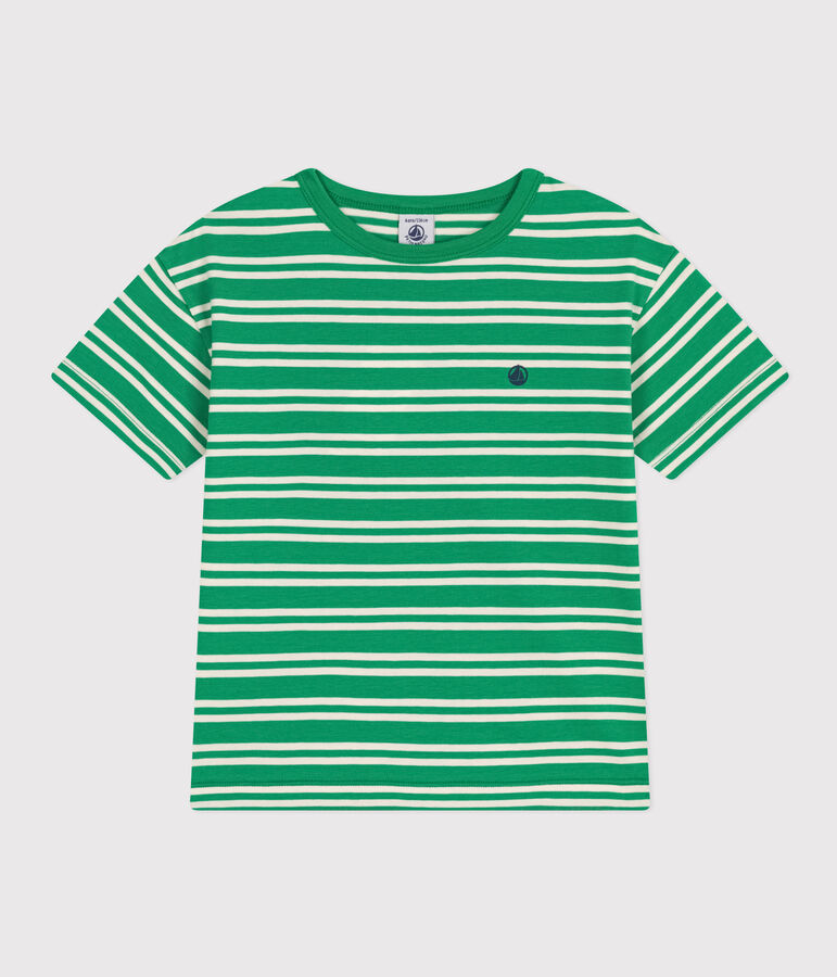 Boys' Stripy Jersey T-shirt green/ecru