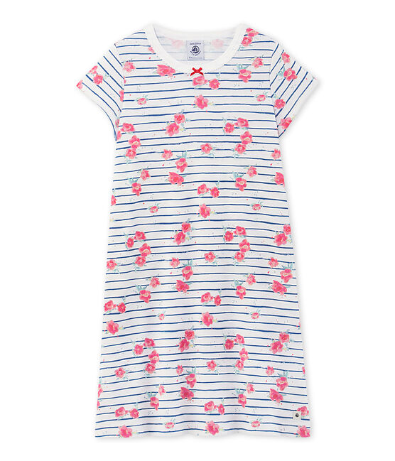 Girls' print nightdress ECUME white/MAJOR blue/MULTICO