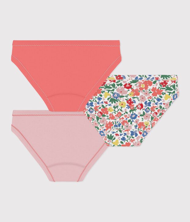 Pack of children's flower-patterned cotton pants multicolor