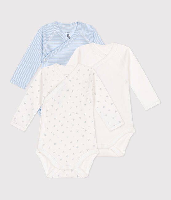 Babies' long-sleeved printed cotton wrapover bodysuits - 3-Pack variante 1