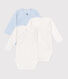 Babies' long-sleeved printed cotton wrapover bodysuits - 3-Pack
