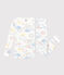 Children's Short Fitted Cotton Rainbow Print Pyjamas MARSHMALLOW white/MULTICO white