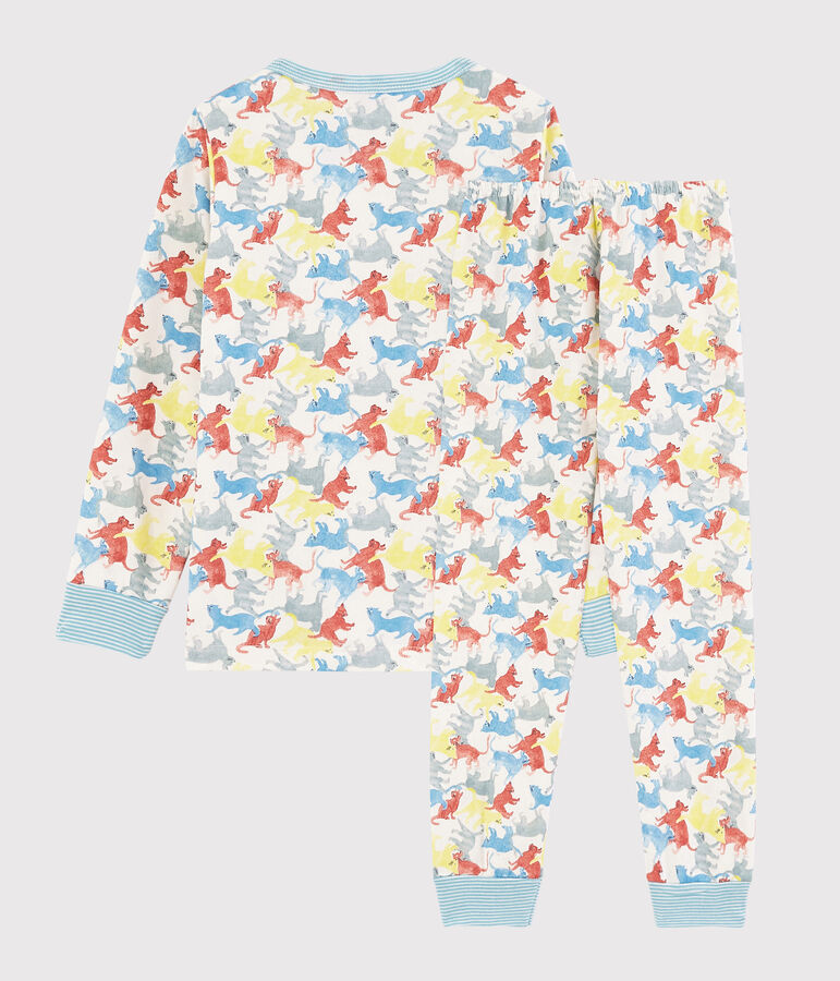 Boys' Cat Print Fleece Pyjamas white/multicolor