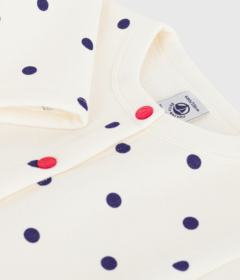 Children's spotted print cotton cardigan Ecru/blue