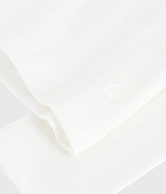 Children's long-sleeved plain cotton T-shirt MARSHMALLOW white