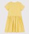 Girls' Short-Sleeved Cotton Dress ORGE yellow/MARSHMALLOW white