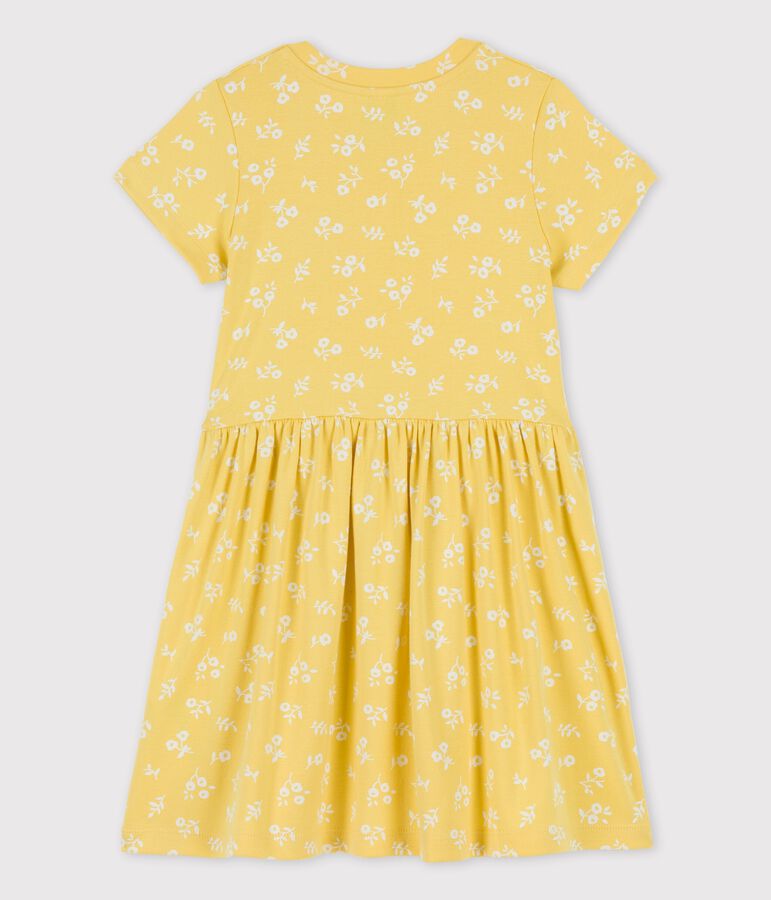 Girls' Short-Sleeved Cotton Dress yellow/white