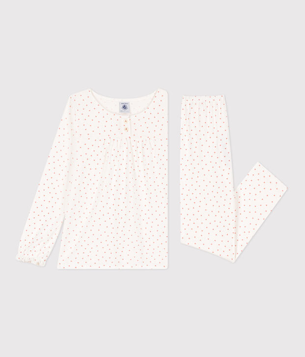 Girls' Heart Cotton Pyjamas white/pink