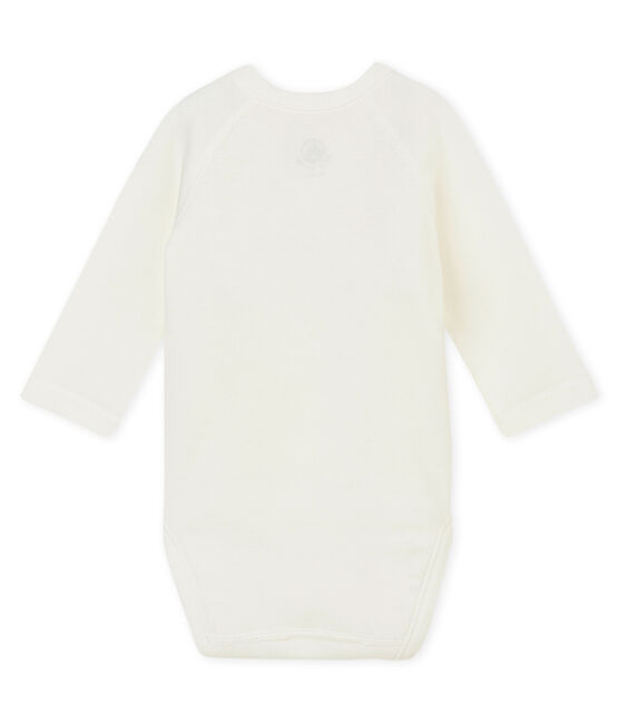 Newborn baby's long sleeved bodysuit MARSHMALLOW white