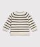 Babies' cardigan in stripy cotton Ecru/blue