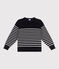 Children's stripy sailor jumper in wool and cotton SMOKING blue/MARSHMALLOW white