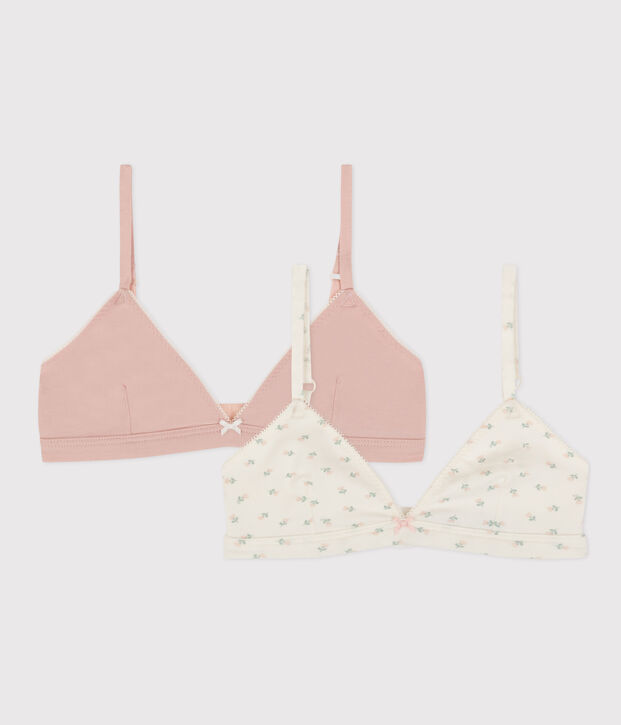 Girls' Floral Cotton and Elastane Bras - 2-Pack multicolor