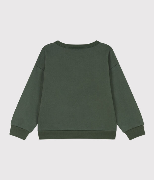 Printed fleece sweatshirt for girls/boys green