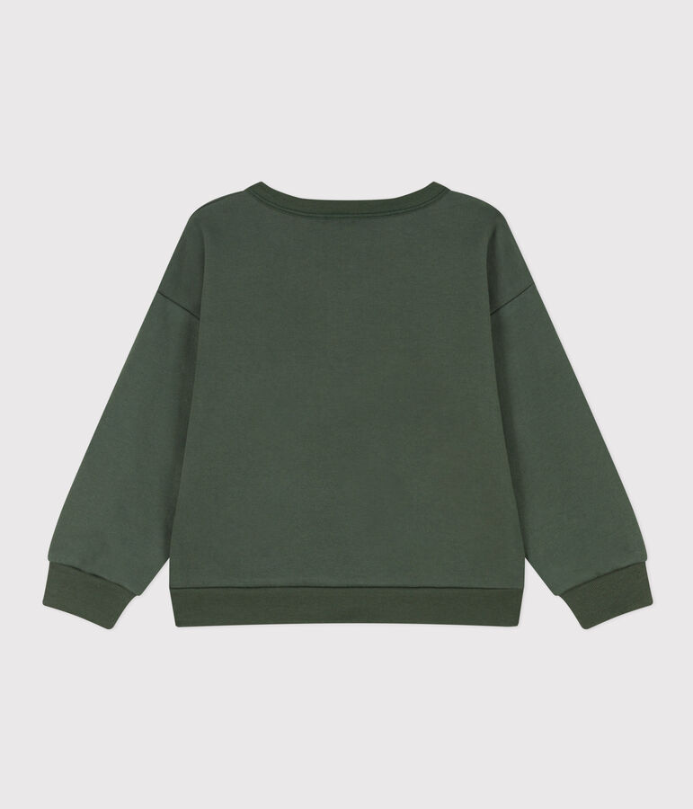 Printed fleece sweatshirt for girls/boys green