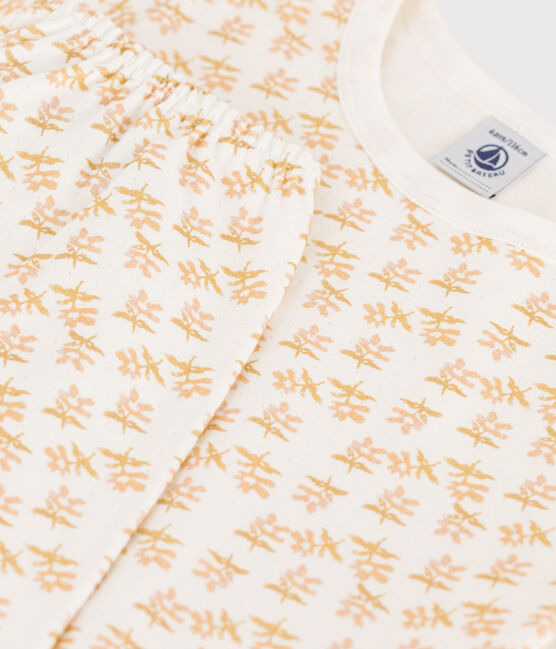 Girls' Floral Tube Knit Pyjamas MARSHMALLOW white/MULTICO white