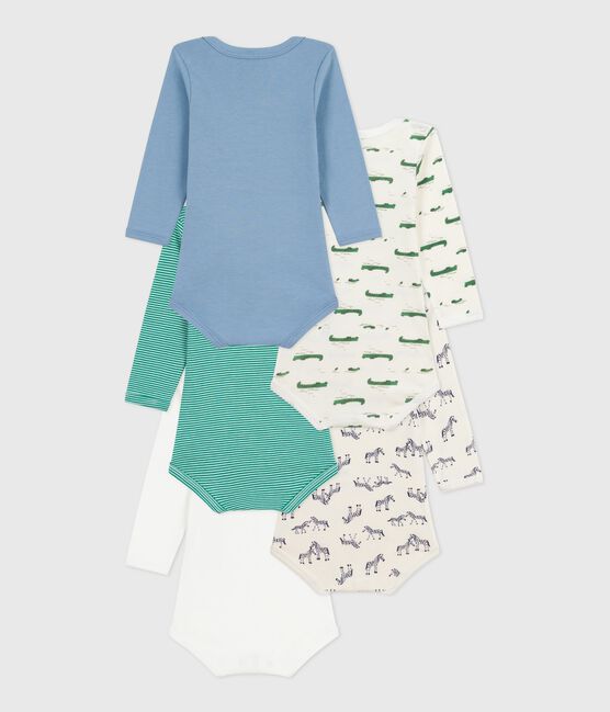Pack of long-sleeved animal-themed printed cotton bodies for babies variante 1