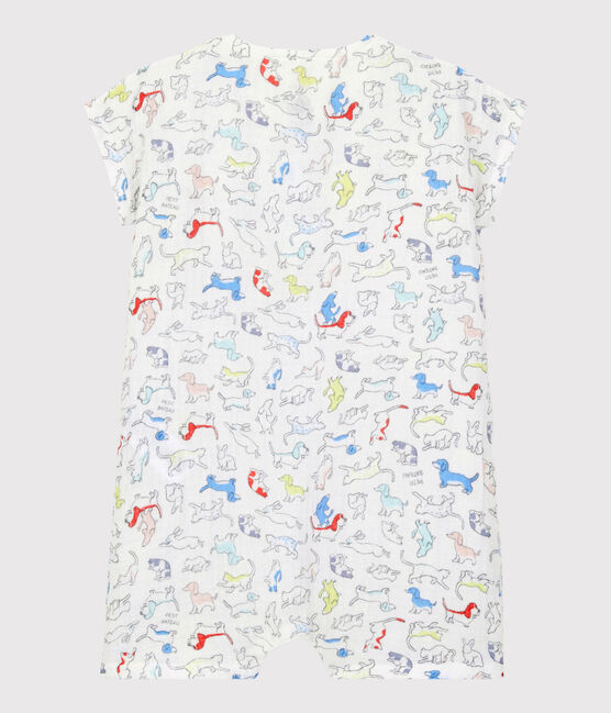 Babies' Colourful Puppies Organic Cotton Easy-Care Playsuit MARSHMALLOW white/MULTICO white