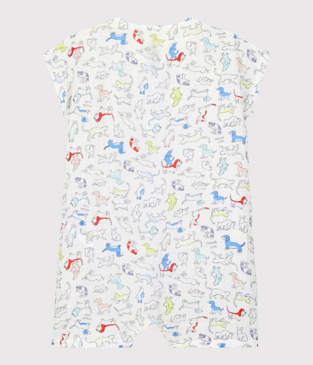 Babies' Colourful Puppies Organic Cotton Easy-Care Playsuit white/multicolor
