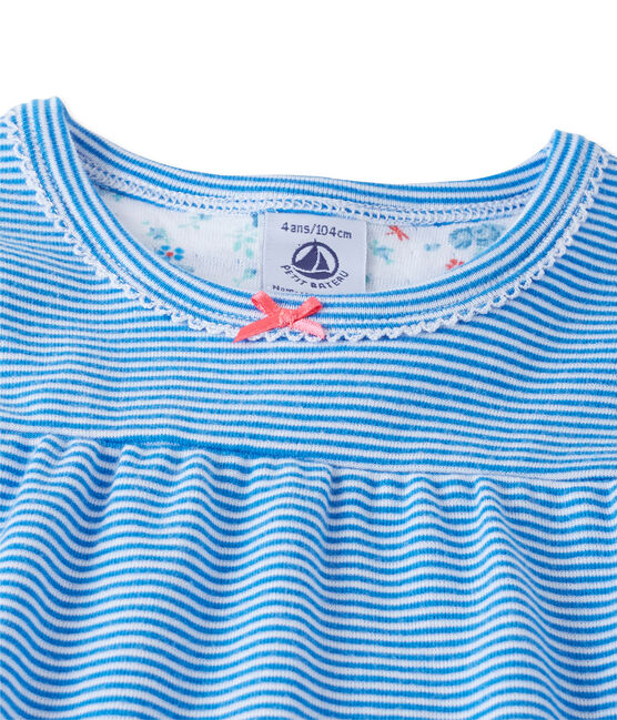 Girl's milleraies striped pyjamas DELPHINIUM blue/ECUME white
