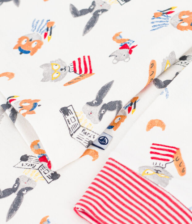 Children's pyjamas in cotton with an animal print white/multicolor