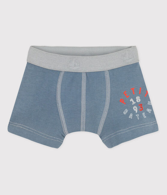 Boys' Cotton Boxer Shorts ASTRO blue/POUSSIERE grey