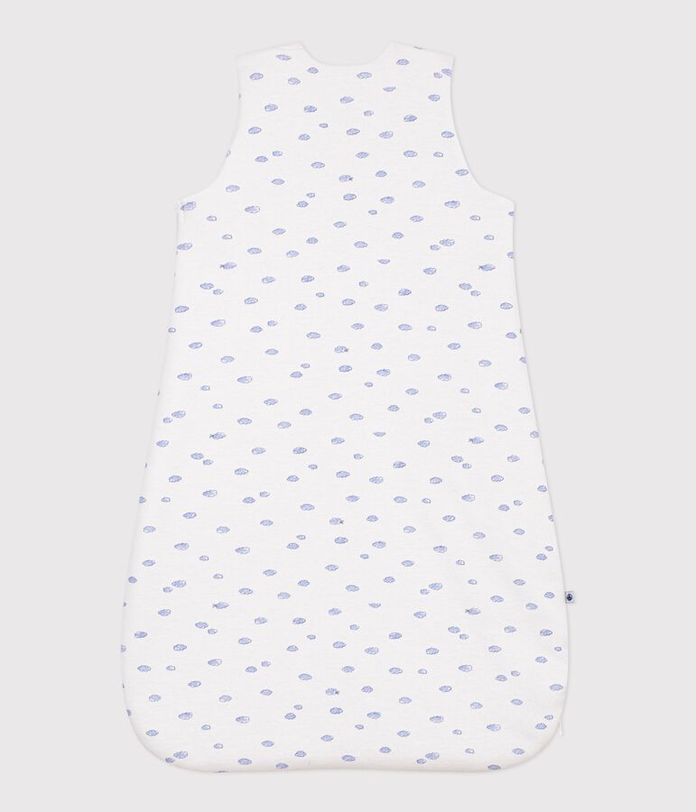 Babies' 1.5 TOG cloud print cotton sleeping bag MARSHMALLOW white/MULTICO white