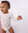 Babies' long-sleeved body in wool and cotton ECRU 08163