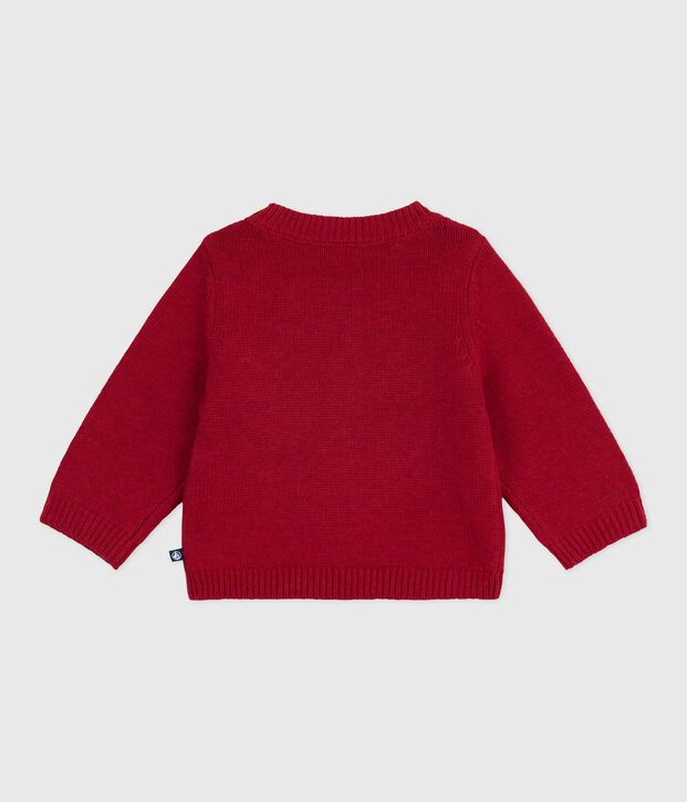 Wool and cotton knit jumper for babies red