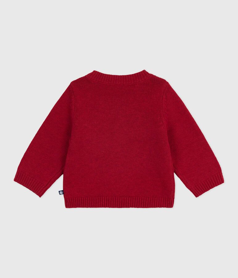 Wool and cotton knit jumper for babies red