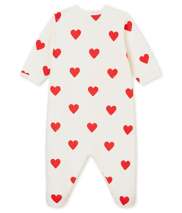Baby girl's sleepsuit white/red