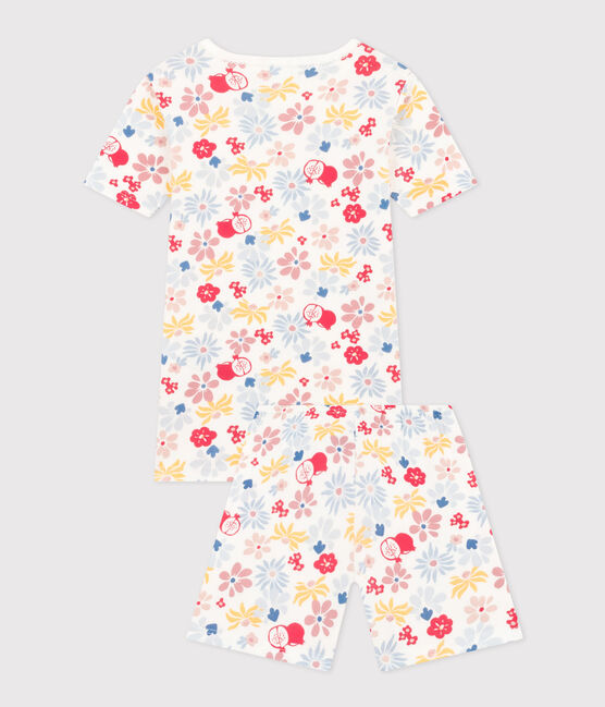 Children's Short Pyjamas in Floral Print Cotton MARSHMALLOW white/MULTICO white