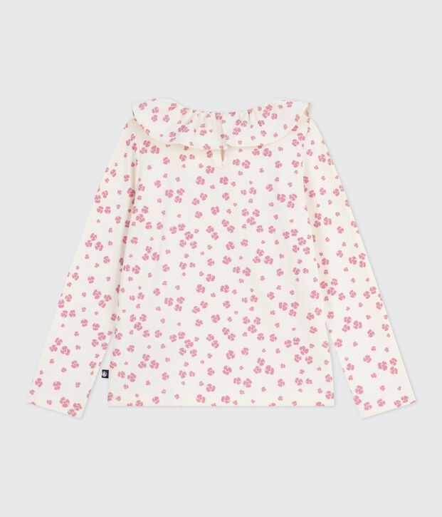 Children's long-sleeved printed cotton T-shirt Ecru/multicolor