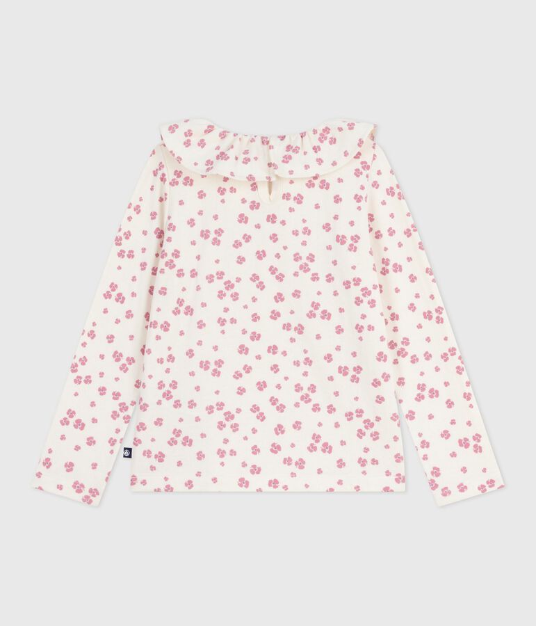 Children's long-sleeved printed cotton T-shirt Ecru/multicolor