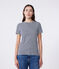 Women's stripy rib knit short-sleeved Iconic T-shirt SMOKING blue/MARSHMALLOW white