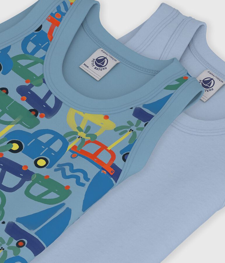 Pack of children's cotton tank tops printed with cars variante 1
