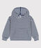 Boys' Stripy Hoodie MEDIEVAL blue/MARSHMALLOW white