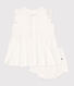 Babies' short-sleeved white honeycomb dress and bloomers
