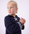 Children's long-sleeved plain cotton dress blue