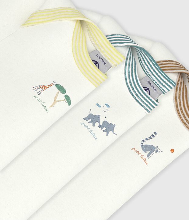 Pack of babies' short-sleeved plain cotton bodies multicolor