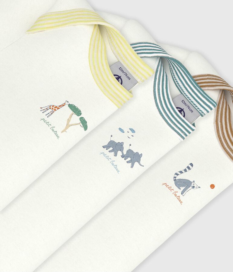 Pack of babies' short-sleeved plain cotton bodies multicolor