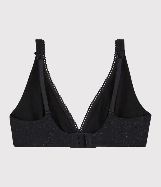 Women's shiny bra NOIR black/ARGENT