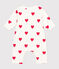 Babies' Long Quilted Cotton Jumpsuit MARSHMALLOW white/TERKUIT red