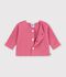 Baby cardigan knitted in garter stitch in plain cotton pink